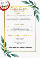 Menu Le 5 Baies - Un exemple de menu du jour