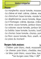 Menu Le Chateau D'Arnay - La carte à emporter