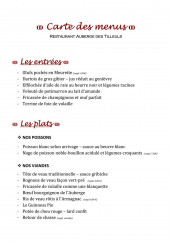 Menu Auberge des Tilleuls - Menus midi