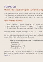 Menu Table d’Hôtes Comte Senard - Formules