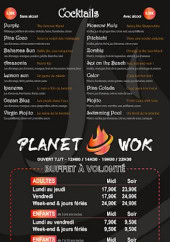 Menu Planet Wok - Les cokctails et buffets à volonté