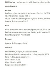 Menu Auberge du Molveau - Le menu