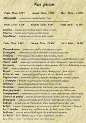 Menu Pizza Saint Sauveur - Les pizzas