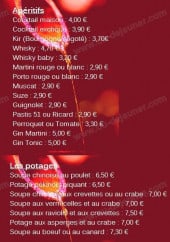 Menu Aux Baguettes d'Or - Les apéritifs et potages