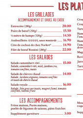 Menu Chez Fanfan - Les plats, salades et accompagnements