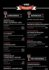 Menu Le QG Rooftop Bar - Vins rouges