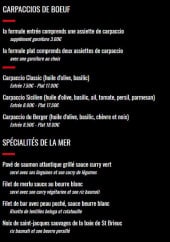 Menu Kasino de Fréhel - carpaccios de bœuf et spécialités de la mer