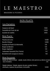 Menu Le Maestro - Les plats