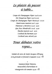 Menu La Plage - Les entrées