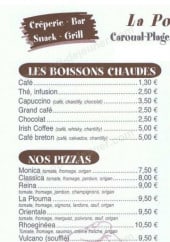 Menu La Potiniere - Les boissons chaudes, les pizzas et les moules