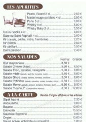 Menu La Potiniere - Les aperitifs, les salades, la carte