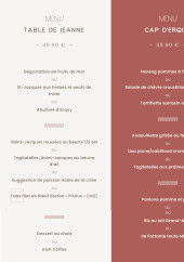 Menu La Table de Jeanne - Les menus