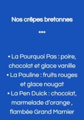 Menu Le Dundee - crêpes