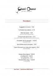 Menu Le Quai Ouest - Poissons 