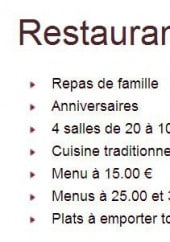 Menu Bar Restaurant De La Vallée - Information sur le menu du restauranr