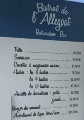 Menu Bistrot de l'Allegoat - Frites, huîtres, assiettes....