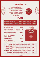 Menu Makio Bar - Les entrées et plats