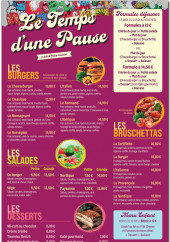 Menu Le temps d'une pause - La carte