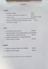 Menu Le moulin du breuil - Entrées, plats et desserts