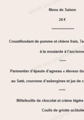 Menu Restaurant Le Viaduc - Le menu de saison