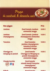 Menu Otilleul - Pizzas