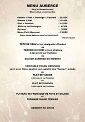 Menu Auberge de la Tour - Menus