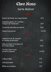 Menu Chez Nono - Entrées, plats et desserts