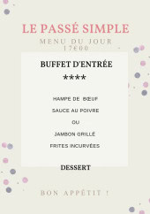 Menu Le passé simple - Un exemple de menu