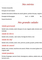 Menu Le Perroquet - Les entrées, grandes salades