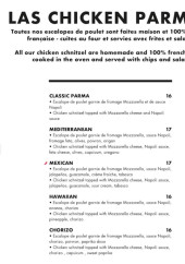 Menu Ohlala Burgers - Chicken parmas