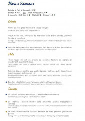 Menu La Couleuvrine - Les menus suite et desserts