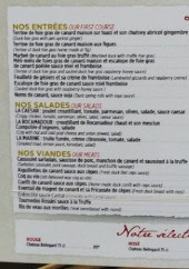 Menu La Cour des Poètes - Les entrées, salades et viandes,...