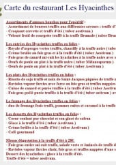 Menu Les hyacinthes - Les amuses bouches, entrées, plats...