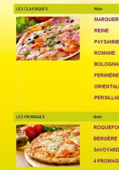 Menu Pizza lolo - Les pizzas classiques et les pizzas fromages