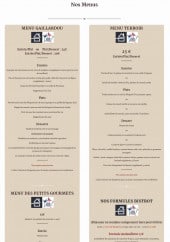 Menu Les Prés Gaillardou - Menus