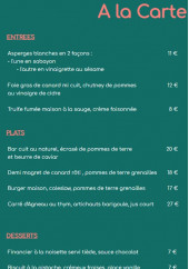 Menu L'Atelier des Sens - Le menu à la carte