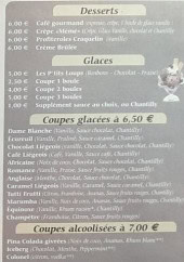 Menu Le Cabanon - Les desserts, glaces, ...