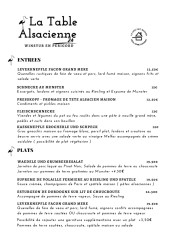 Menu La Table Alsacienne 24 - La carte