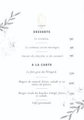 Menu L'Authentique - Le menu suite