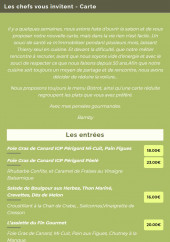 Menu Hôtel de France - Les entrées