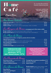 Menu Home Café - La carte