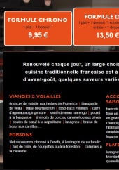 Menu La Formule - Les formules, viandes, volailles...