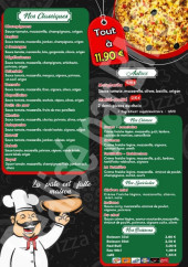 Menu Pizza Montrapon - Les pizzas classique,, pizzas crèmes,  pizzas spécialités, et boissons