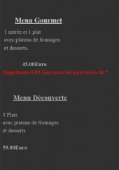 Menu Bistrot PI - Le menu gourmet à 45€ et menu découverte à 59€