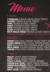 Menu Chez tonton - Les paninis, burgers et tacos
