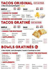 Menu Le Cheesy - Les tacos et bowls gratinés