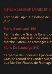 Menu Auberge De La Gogoline - Les menus