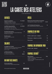 Menu Aux Ateliers - Les entrées, pâtes, ...