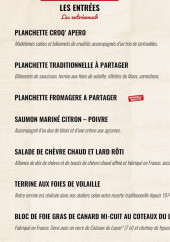 Menu La Boucherie - Les entrées