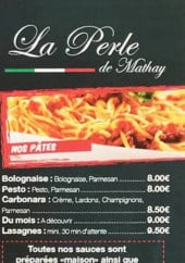 Menu La perle - Les pates et desserts,..